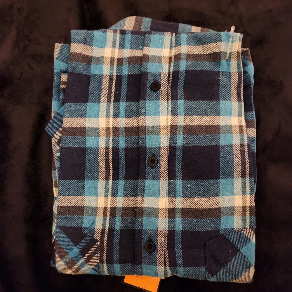 Gioberti (Le Collezioni) Italy Men's Long Sleeve Plaid Button Down Shirt - Picture 4 of 5